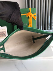 CONTI POUCH 24 IN GREEN LAMBSKIN AND GOYARDINE CANVAS
