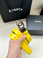 CC 30MM BELT IN BRIGHT YELLOW AND BLACK CALFSKIN WITH GOLD HARDWARE