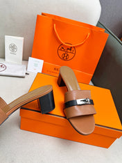 Gigi 50 Sandal Tan Black Calfskin