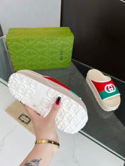 INTERLOCKING G SLIDE SANDAL IN WHITE MIX COLORFUL IMPORTED TPU