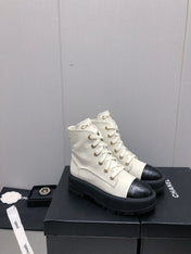 MARTIN SHORT BOOTS WHITE MIX BLACK LAMBSKIN