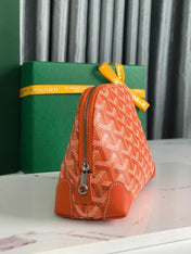 VENDÔME COSMETIC POUCH 17 IN ORANGE GOYARDINE CANVAS AND CALFSKIN TRIM