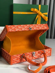 GRAND HÔTEL TRUNK BAG 24 IN ORANGE GOYARDINE CANVAS AND CALFSKIN
