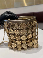 CHANEL 26S PARIS-GREECE MEDALLION CROSSBODY BAG 19 IN GOLD METALLIC LAMBSKIN GOLD HARDWARE