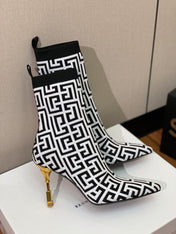 BALMAIN 26S BOOTS 95 MM IN BLACK AND WHITE FLYKNIT STYLE 6