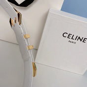 Medium Spike Belt 25mm White Calfskin Loop Gold Ghw