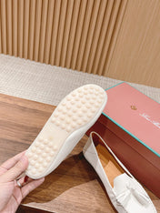 LP DOT SOLE WALK LOAFERS WHITE DEERSKIN