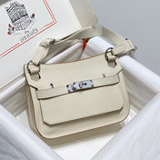 HM JYPSIERE SHOULDER BAG 23 IN BEIGE CALFSKIN SILVER HARDWARE