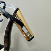 FENDI DELFINA HIGH-HEELED 10 CM SANDAL IN BROWN MONOGRAM FF CANVAS