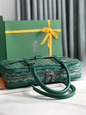 AMBASSADE DOCUMENT CASE 35 IN GREEN GOYARDINE CANVAS