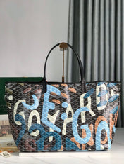 SAINT LOUIS GM BAG 40 IN BLUE LETTRES CAMOUFLAGE GOYARDINE CANVAS
