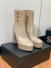 BALMAIN 26S ANKLE BOOTS 100 MM IN WARM GREY CALFSKIN