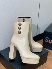 BALMAIN 26S ANKLE BOOTS 100 MM IN BEIGE CALFSKIN