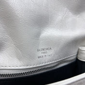 BB SOFT FLAP BAG 24 IN WHITE PEACH CALFSKIN SILVER HARDWARE