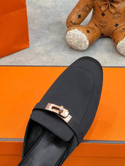 0Z Mule Black Silk Thick Cloth/Sheepskin