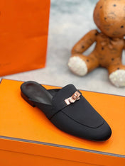OZ Mule Black Silk Thick Cloth/Sheepskin