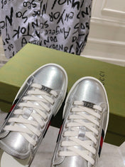 GG ACE GG SUPREME TRAINER SILVER CALFSKIN