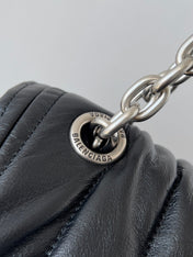 MONACO BAG 32 IN BLACK QUILTED THIN CALFSKIN SILVER HARDWARE