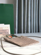 POITIERS CLAIRE-VOIE BAG 24 IN GREY MIX PINK GOYARDINE CANVAS AND CALFSKIN