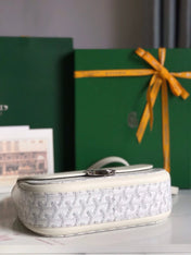233 BAG 25 IN WHITE CALFKIN AND GOYARDINE CANVAS