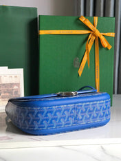 233 BAG 25 IN SAPPHIRE BLUE CALFKIN AND GOYARDINE CANVAS