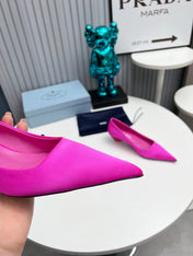PRADA 26S POINTED TOE PUMPS 40MM IN FUCHSIA PINK SATIN