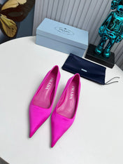 PRADA 26S POINTED TOE PUMPS 40MM IN FUCHSIA PINK SATIN