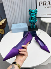 PRADA 26S POINTED TOE PUMPS 40MM IN PURPLE SATIN