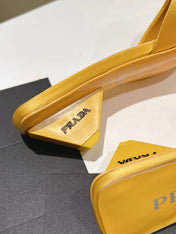 PRA POINTED-TOE MULES YELLOW SATIN