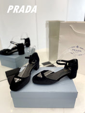 Pra Slingback 40 Square Sole Black Velvet