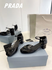 Pra Slingback 40 Square Sole Black Patent Leather