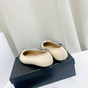 BALLET FLAT LIGHT BEIGE BLACK LAMBSKIN