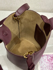 LOE MINI 19 PEBBLE BUCKET IN DARK BURGUNDY MELLOW CALFSKIN
