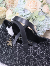 TOUJOURS BAG 37 IN BLACK MIX WHITE CANNAGE TWEED WITH GOLD HARDWARE