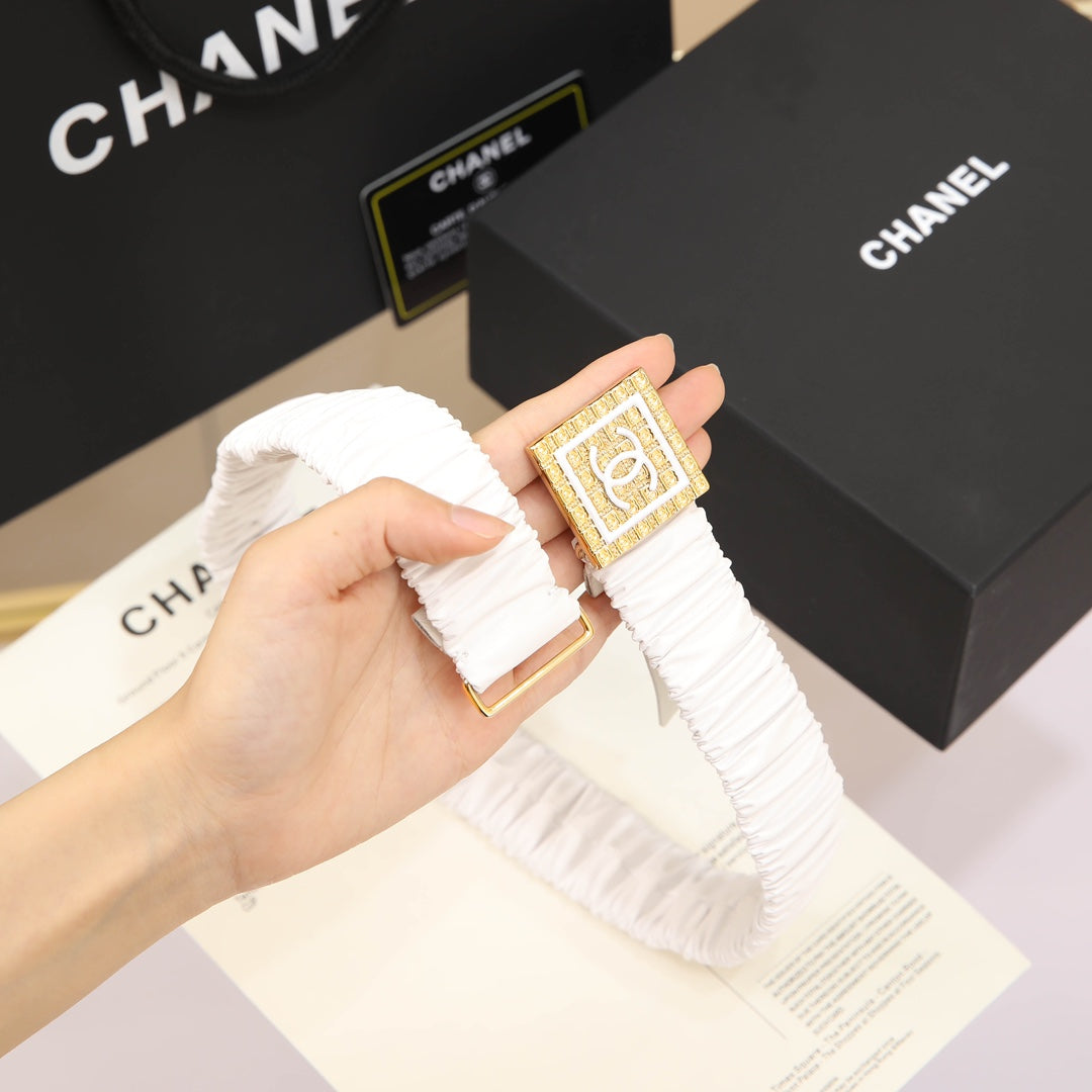 CHANEL 26S BELT 30 MM IN WHITE CALFSKIN 658430