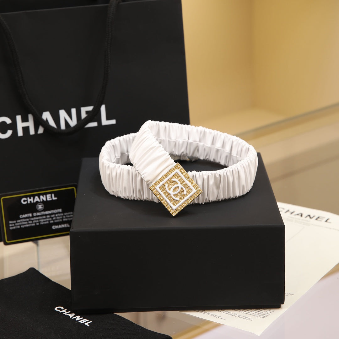 CHANEL 26S BELT 30 MM IN WHITE CALFSKIN 658430
