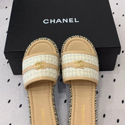 Double CC Women Beige Cream/ White Slippers Calfskin