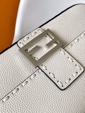 Fend Baguette 27 Bag White Calfskin Shw
