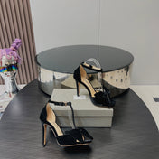 HIGH HEEL 10 SANDAL IN BLACK VELVET WITH BOW