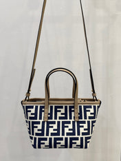 MINI ROLL BAG 15 MIDNIGHT BLUE MIX WHITE FF JACQUARD FABRIC
