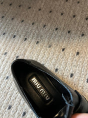 MIUMIU 26S SLIP-ON LOAFERS IN BLACK CALFSKIN SQUARE BUCKLE