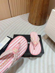 CC WOVEN FLIP FLOP WHITE MIX PINK SHEEPSKIN