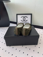 BALLET FLAT OLIVE GREEN MIX BLACK VELVET