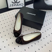 BALLET FLAT DARK BROWN MIX BLACK VELVET