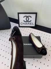 BALLET FLAT DARK BROWN MIX BLACK VELVET