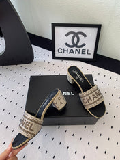 RHINESTONE LETTER HIGH HEELS CARAMEL BROWN AND BLACK LAMBSKIN