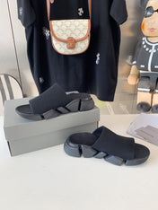 SPEED 2.0 SLIDE SANDAL IN BLACK RECYCLED KNIT AND BLACK SOLE