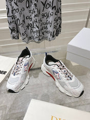 DIOR 25S CHRONO STAR FLATFORM SNEAKERS 45MM IN MESH WITH WHITE CALFSKIN