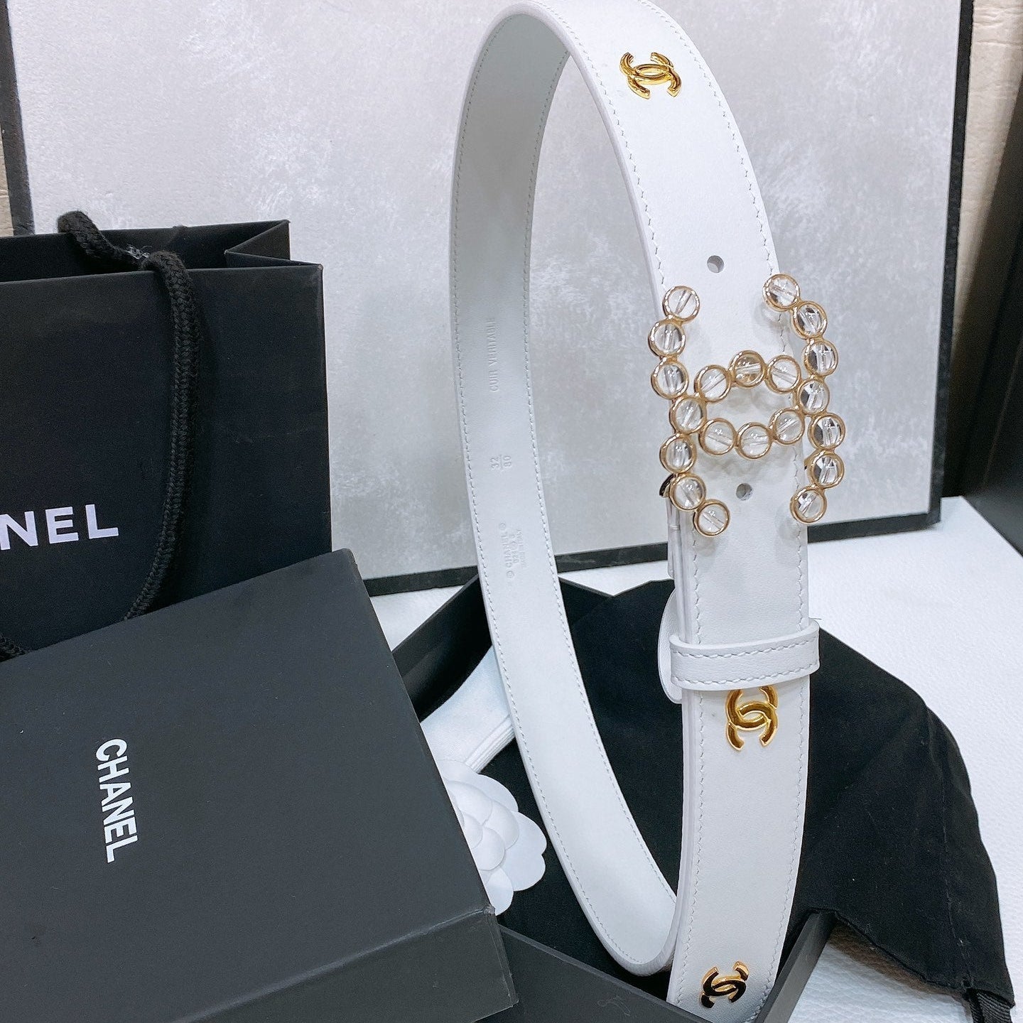 CHANEL 26S BELT 30 MM IN WHITE CALFSKIN 670901