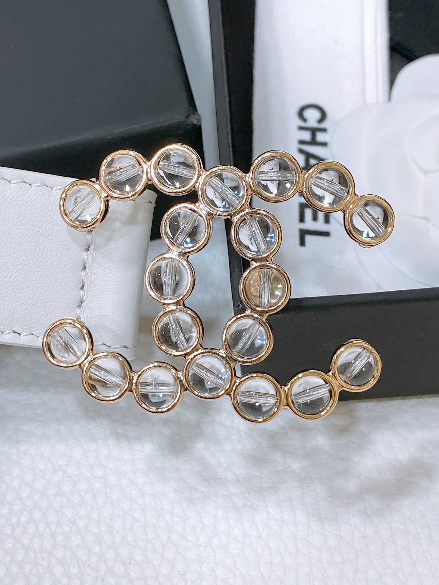 CHANEL 26S BELT 30 MM IN WHITE CALFSKIN 670901